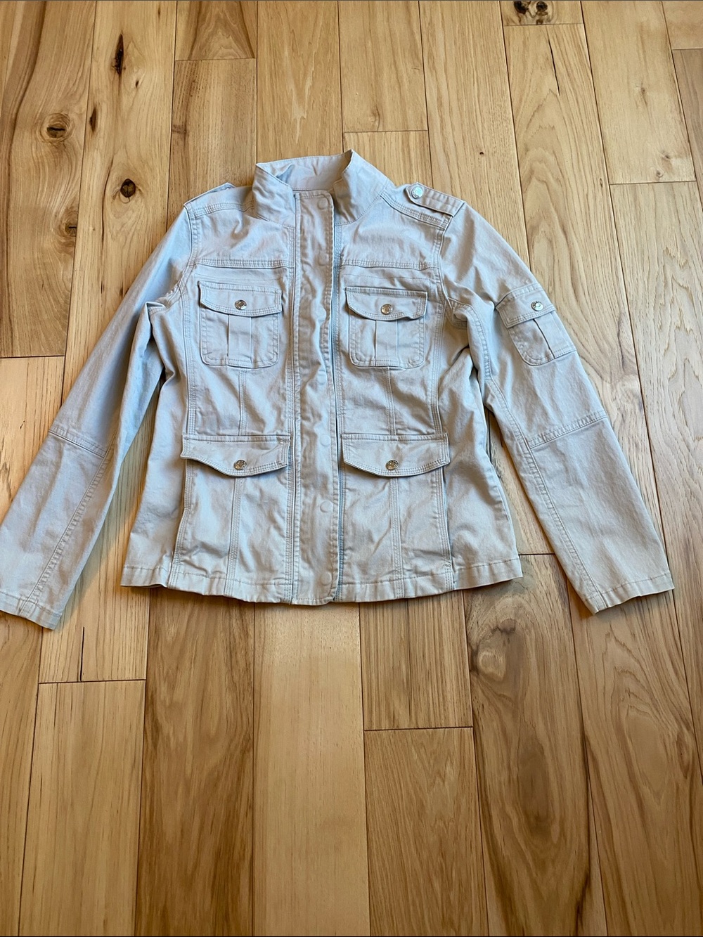 Kensie Light Beige Utility Jacket with Front Pockets